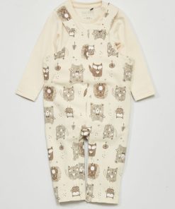 Ensemble salopette + body - 2 pièces - Beige