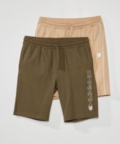 Short de sport - Lot de 2 - Vert/beige