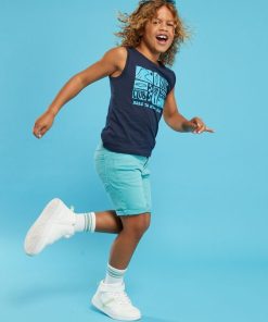 Bermuda slim en twill - Bleu vert