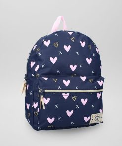 Sac à dos en toile avec imprimé 'coeur' - bleu