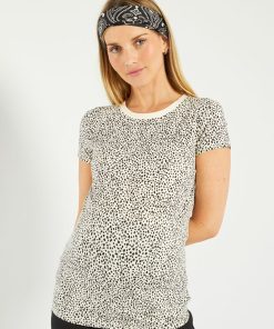 T-shirt grossesse - Blanc tacheté