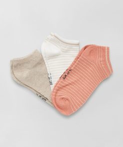 Lot de 3 paires de chaussettes fantaisies - beige/orange/blanc