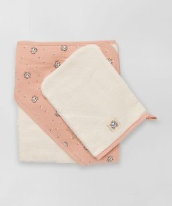 Cape de bain + gant de toilette - ROSE