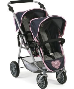 Le buggy Tandem Vario, Mélange bleu foncé - anthracite - rose - N/A