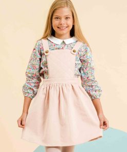 Robe Salopette Fille Velours Rose Pastel ECOLIÈRE - 'LA FAUTE A VOLTAIRE' - Rose clair