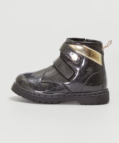 Bottines vernies à paillette - noir