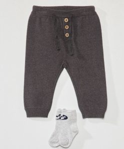 Pantalon en maille + chaussettes - Gris