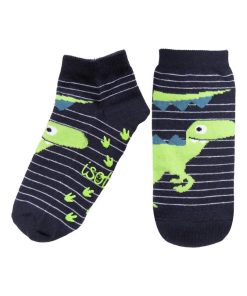Chaussettes Basses Enfant Rayures Dinosaure - Multicolore
