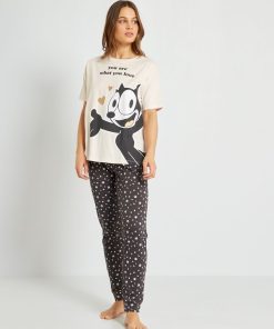 Pyjama 'Félix the cat' t-shirt + pantalon - 2 pièces - Rose