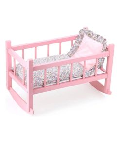 Lit bercelonnette pour poupée 40 cm : Laqué rose, garnissage vanille-fraise - N/A