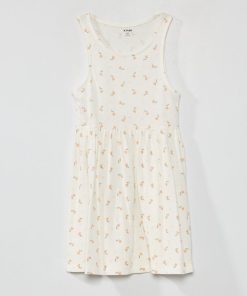 Robe sans manches à motifs - Blanc 'fleurs'