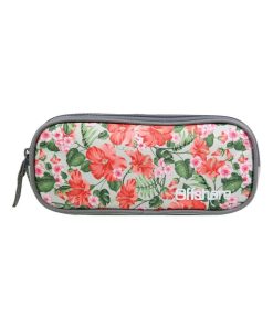 BAGTROTTER Trousse scolaire 2 compartiments Offshore Grise Fleurs - Beige