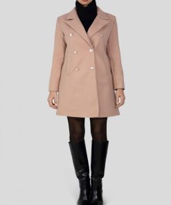 Manteau croisé double boutonnage Kebello - Rose