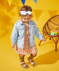 Veste en jean avec imprimés brodés devant - Bleu