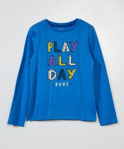 T-shirt en jersey à manches longues - Bleu