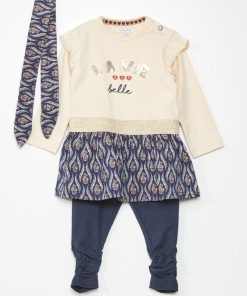 Ensemble robe + legging + bandeau - Ecru