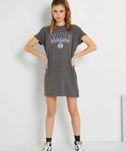 Robe t-shirt oversize en jersey - gris chiné foncé