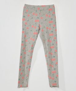 Legging long en maille côtelée - Gris/rose