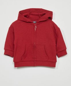 Sweat à capuche en maille gaufrée - ROUGE