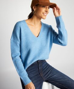 Pull emmanchures descendues - Bleu