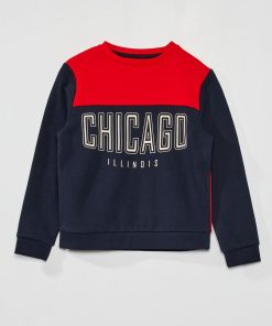 Sweat en molleton imprimé 'Chicago' - Rouge