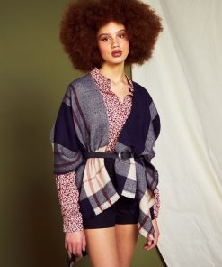 Poncho avec imprimé fantaisie - Carreaux bleu