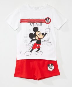 Pyjama court 'Mickey Mouse Club' - 2 pièces - blanc