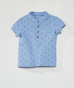 Polo en piqué de coton - Bleu