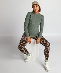 Pull grossesse ajouré - Vert gris
