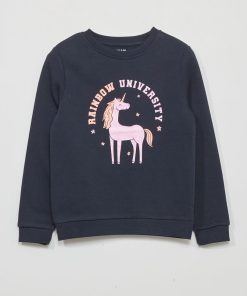 Sweat en molleton avec imprimé - Bleu