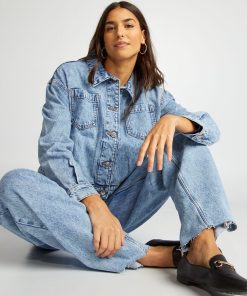 Veste courte en jean - Bleu