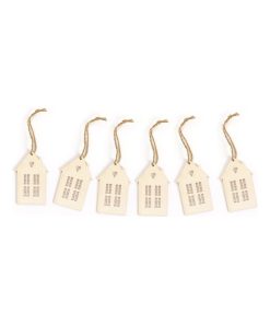 Décorations de Noël en bois - 6 maisons - Beige