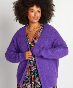 Gilet en maille tressée - Violet