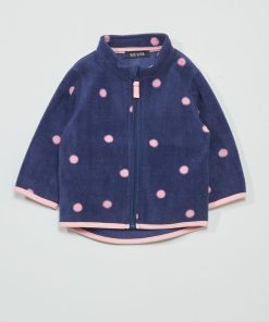 Veste polaire motif à pois - Bleu