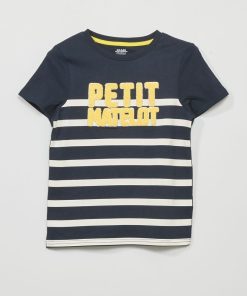 T-shirt à rayures en jersey - Bleu marine/blanc