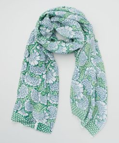 Foulard en voile imprimé fleuri - Vert