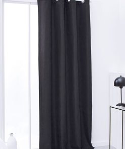 Rideau isolant à œillets uni - Noir