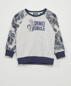 Sweat en molleton 'dinosaure' - gris