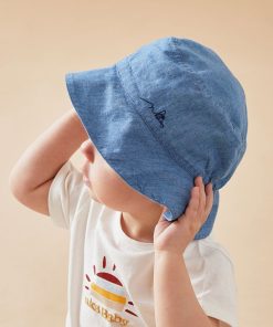 Chapeau bob en denim, - Bleu