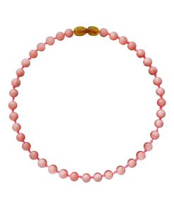 Collier pour bébé pierre naturelle, Quartz Rose - Rose