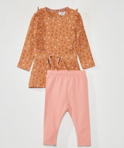Robe en molleton + legging - 2 pièces - Marron