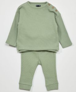 Ensemble en maille gaufrée - 2 pièces - VERT