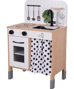 Cuisine enfant en bois hauteur réglable jeux de rôle imitation garçon fille noir blanche - N/A
