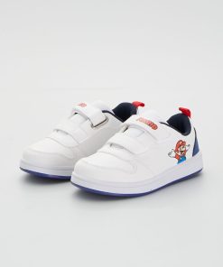 Baskets 'Mario' en simili à scratchs - blanc