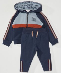 Ensemble sweat à capuche + pantalon de jogging - 2 pièces - Bleu/marron