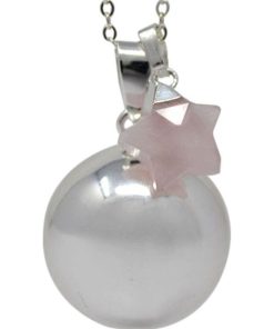 Bola de grossesse Collier, Etoile Quartz Rose - Argenté