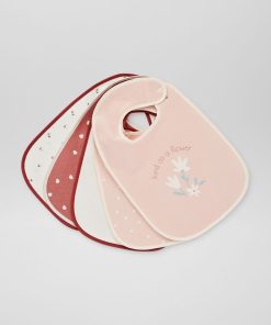 Lot de 5 bavoirs éponge - Rose/beige