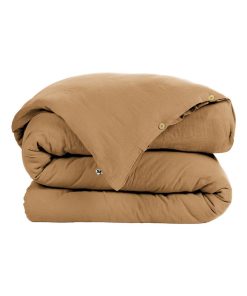 Housse de couette Double Gaze Coton Collection Gaia - Marron caramel
