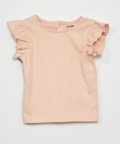 Tee-shirt à manches volantées - Rose clair