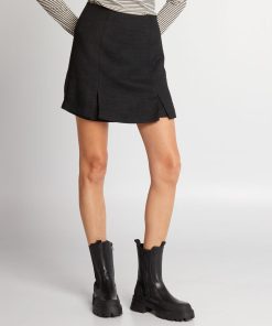 Jupe short en jacquard bouclette - noir